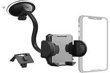 Hama Kit Support Téléphone Voiture Universel (Ensemble Support téléphone pour Voiture, 2en1 Clip pour aération et Ventouse, pivotable 360°, pour Mobile de Largeur de 4 à 11 cm) Noir