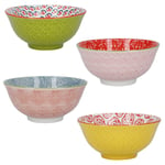 KitchenCraft Set of 4 Ceramic Bowls Brights Design