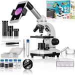 BRESSER Biolux Sel Mikroskop Med Zoomsystem - Bresser Junior 40x-1600x Förstoring Smartphonehållare Vit Stel Box