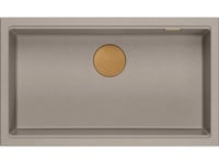 Logan 110 Graniteq Soft Taupe Diskbänk 76X44x23,5 Cm 1-Skåls Infälld Diskbänk Med Manuellt Vattenlås Koppar