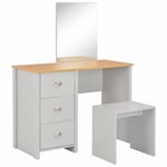 vidaXL Sminkbord med spegel och pall grå 104x45x131 cm 283744
