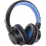 [Upgrade] BestGot UKS1 Bluetooth Wireless Over Ear Headphones Foldable headset with Ultra Soft Earmuffs Built-in Mic for Mobile Phone TV PC Laptop (Black/Blue)