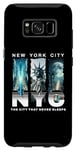Coque pour Galaxy S8 New York City Skyline et Liberty Moonlight City ne dort jamais