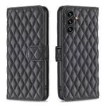 SKALO Samsung A35 5G BINFEN COLOR Quiltat Plånbok - Svart Svart