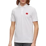 HUGO Mens Dereso232 Cotton-piqué Slim-fit Polo Shirt with Logo Label White