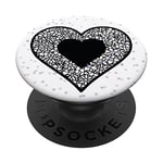 Cute Heart Phone Grip Holder,Daisy Flowers,Black Heart White PopSockets Swappable PopGrip