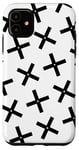 iPhone 11 Bold White Black Plus Sign Crosses Design Pattern Case
