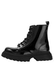 Kickers Kenzi Patent Leather Boot, Black, Size 1 Older