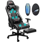 GC-RC03 Gaming Chair Massage Ergonomisk hög rygg Design Lumbar Relax Ny anpassad PU Massage Dator Kontorsstolar, Färg: Svart + Grå