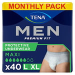 TENA Men Protective Underwear, Large, Level 4 for Heavy Bladder Weakness x 40