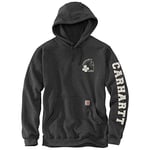 Carhartt Men's Loose Fit Midweight Hooded Shamrock Sweatshirt Sweatshirt, Carbon Heather,