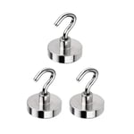 3-pack 20 x 25 mm Neodymium Magnetkrok NdFeB N35 Silver one size
