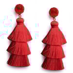 Layered Tassel Earrings Bohemian Layered Tassel Pendant Örhängen (röda),barn,kvinna