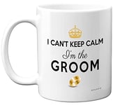 Groom to Be Gifts - I Can't Keep Calm I'm The Groom Mug - Groom Gifts, Stag Do Party Coffee Cup, Funny Wedding Gifts for Bride and Groom, 11oz Ceramic Dishwasher Microwave Safe Mugs - Made in UK