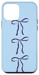 iPhone 12 mini Navy Blue Ribbon Bows On Light Blue Coquette Case