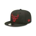 NEW ERA CAP. CHICAGO BULLS NBA BLACK NEON 9FIFTY SNAPBACK HATS  S/M