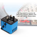 (Blue) AC Power Plug Adapter Universal Travel Adapter 4 USB AC100V-240V