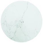 vidaXL bordplade Ø40x0,8 cm hærdet glas med marmortekstur hvid