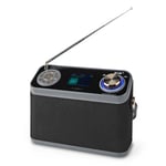 Nedis DAB+ Radio | Bord design / FM 2.4 " Farge skjerm Batteri drevet Nettstrøm Digitalt 24 W Bluetooth® Hodetelefonutgang Vekkeklokke Sleep timer Bære håndtak Sort