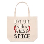Live Life With A Little Spice Chilli Large Beach Tote Bag Spicy Food Hot Funny