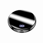 10000Mah Power Bank, Full Mirror Mini LED Display External Power Charger Dual USB Port External Battery Power Bank Portable,Black