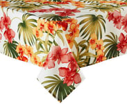Diana Cowpe 130X130CM GARDEN TABLE OUTDOOR TABLECLOTH Waterproof Retro Tropical Orchid Print | Matching Accessories – Cushions, Napkins, Table Runner | Summer Garden Décor Barbeque Luau