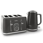 Breville Aura Grey Kettle and Toaster Set | with 1.7 Litre, 3KW Fast-Boil Electric Kettle and 4-Slice High-Lift Toaster | Shimmer Grey [VKT232 and VTR020]