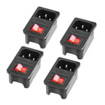4 Pieces of Socket Inlet Power Socket Rocker Switch C-14 250V / 10A with Switch Audio Cold Device Socket Built-in Soupling Incl. Fuse Cold Devices