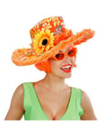 Blommönstrad Orange Hatt med Blomma