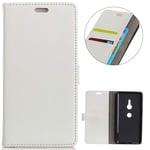 KM-WEN® Case for Sony Xperia XZ3 (5.7 Inch) Book Style Litchi Pattern Magnetic Closure PU Leather Wallet Case Flip Cover Case Bag with Stand Protective Cover White