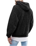 NMVB Men's Teddy Fleece Hoodie 3XL Plush Sweatshirt Winter Warm Loose Pullover Solid Color Lightweight Mens Jumper with Pockets (Color : Black, Size : LARGE)