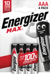 Energizer Max Alkaline AAA Batteries, Pack of 4