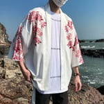 Japanese Casual Cardigan Half Sleeves Cloak Jacket Coat White Xxl