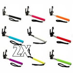 2X Camera Selfie Stick Extendable Telescopic Monopod iPhone IOS Android