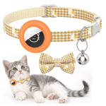 Airtag Skal Bow Cat Collar med Breakaway Bell - Orange - TheMobileStore AirTag-Tillbehör