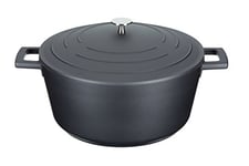 MasterClass Casserole Dish with Lid, Large 5L/28 cm, Lightweight Cast Aluminium, Induction Hob and Oven Safe, Black