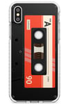 Retro Cassette Tape - Red Impact Phone Case for iPhone XR TPU Protective Light Strong Cover with Mixtape Vintage Vintage Music Old School