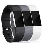 Klokkerem til Fitbit Charge 2, 3-pakning (S) Svart/grå/hvit
