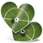 2 x Heart Stickers 7.5 cm - Football Pitch Soccer Ball Sports Game  #8681