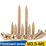 IKKD 30pcs cross recessed countersunk fibreboard chipboard screws m3.5 m4 m5 yellow zinc coated flat head self tapping wood screw (Length : 60mm, Size : M4)