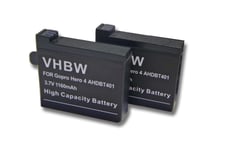 vhbw 2x Batteries compatible avec GoPro HD Hero 4 Silver, 4 Black Edition Surf, 4 Silver Edition Music caméra vidéo caméscope (1160mAh, 3,7V, Li-ion)