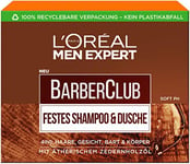 L'Oréal Men Expert Shampooing solide pour homme, savon XL pour le nettoyage du corps, des cheveux et de la barbe, avec complexe d'huile de bois de cèdre nourrissant, Barber Club, 1 x 80 g
