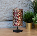Tube bordlampe med skjerm 30 cm med leopard mønstret velour skjerm