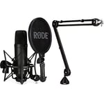 RØDE NT1 Large-diaphragm Cardioid Condenser Microphone with Shock Mount & Pop Filter for Music Production, Vocal Recording, Streaming and Podcasting & PSA1 Professional Studio Arm