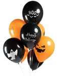 8 st 30 cm - Svarta och Orange Ballonger med Halloween-motiv