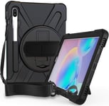 ProCase Galaxy Tab S6 10.5 Case 2019 (T860 / T865 / T866 / T867) with Hand Strap, Rugged Heavy Duty Shockproof Rotating Kickstand Protective Cover Case for Galaxy Tab S6 10.5-Inch Tablet –Black
