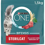 Purina ONE Bifensis Aliments pour Chat Stérilisé Adulte Bœuf et Blé, 6 Sacs de 1,5 kg