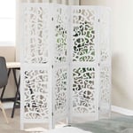 Room Divider 4 Panels Office Privacy Screen White Solid Wood Paulownia vidaXL