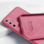 ECMQS New Liquid Silicone Soft Phone Cover Case For Huawei P40 Pro P30 P20 Lite Honor 20 8x 9x P Smart Z Plus Y9 Prime Nova 5t Honor 8X Camellia Red