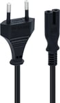 1.5m Câble D'alimentation Eu Plug C7 Bipolaire 2 Câble Pour Ps5 / Ps4 / Ps3 / Xbox Série X/S - Noir
